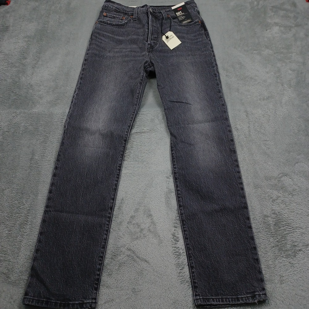 Levi's 501 Jeans Womens 28 Black Straight Premium Button Fly Denim NWT